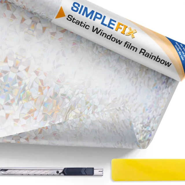 Simple Fix Raamfolie - 30x200cm - Zonwerend - Anti Inkijk - Statisch - Plakfolie Zelfklevend en Isolerend - HR++ folie - Decoratiefolie - Glas in Lood - Regenboog Regenboog - Glas in Lood