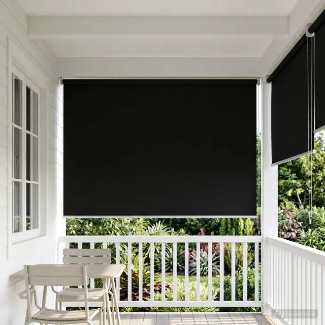 vidaXL Buitenrolgordijn UV-bescherming Zwart 140 x 140 cm (B x H)