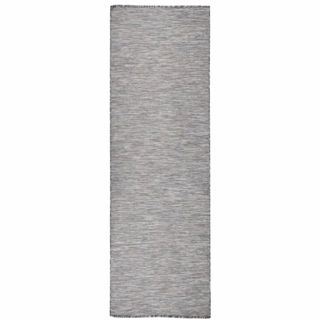 vidaXL Buitenkleed platgeweven 80x250 cm bruin en blauw Zwart