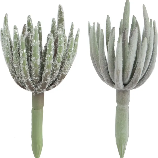 J-Line plant Echeveria - kunststof - groen - small - 2 stuks