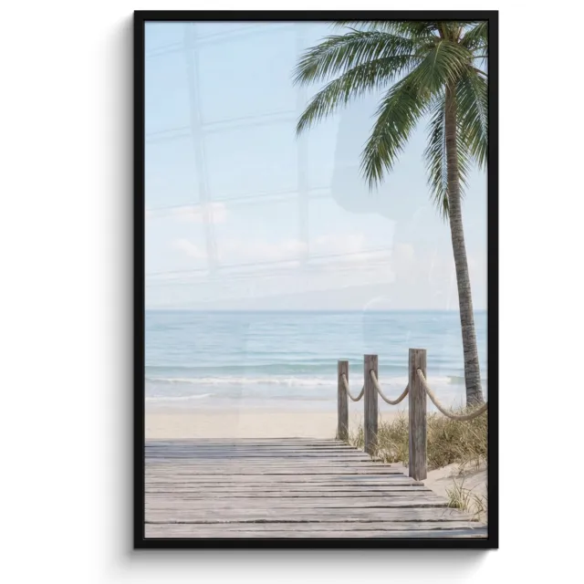 FrameYourWall Poster in lijst - Fotolijst 80x120 cm - Posters - Palmbomen - Pad - Horizon - Posterlijst zwart - Decoratie - Wanddecoratie woonkamer - Muurdecoratie slaapkamer