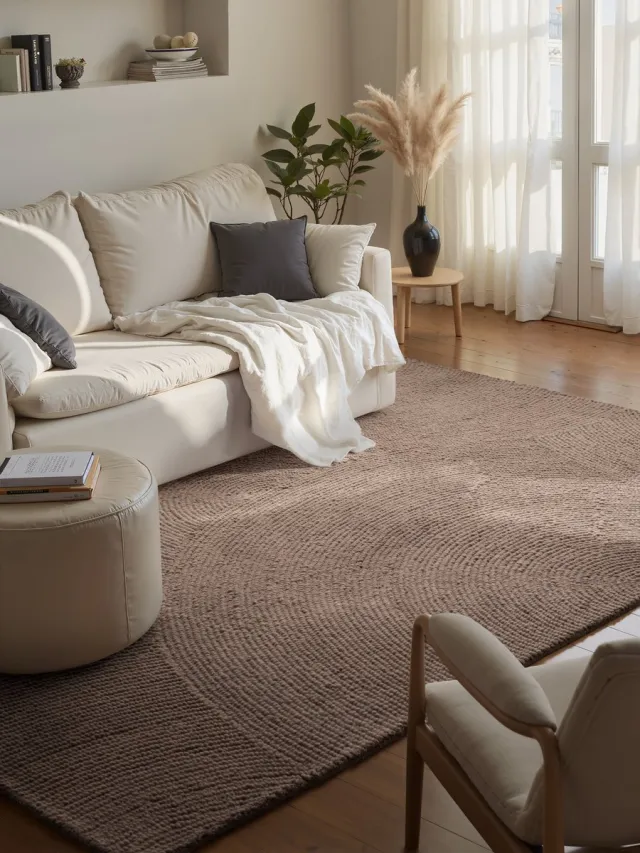 flycarpets Calmio Wollen Vloerkleed Taupe - Laagpolig - Japandi / Scandinavisch