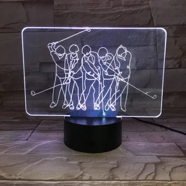 MC Living 3D Led Lamp Met Gravering - RGB 7 Kleuren - Golf