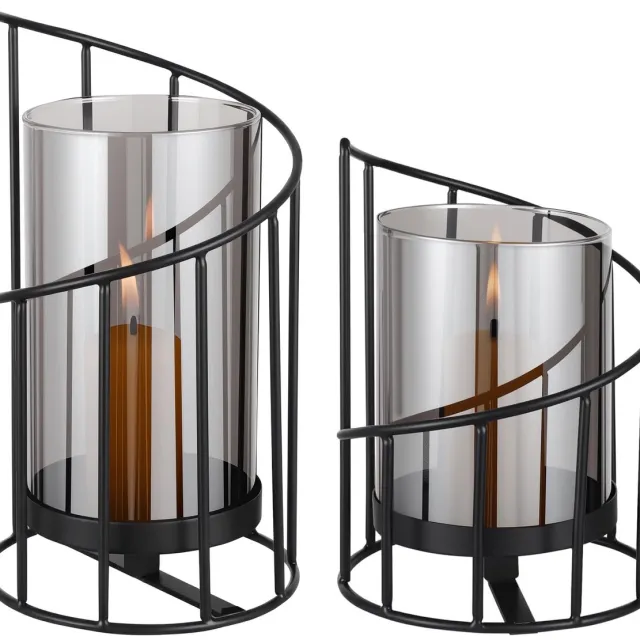 Unyqoos Moderne glazen kandelaars met metalen voet voor sfeervolle decoratie Zwart