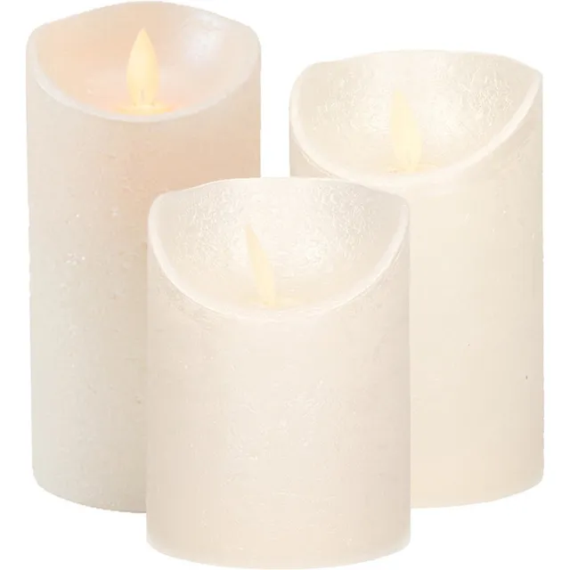 Anna's Collection Set van 3x stuks Creme Parel Led kaarsen met bewegende vlam - Sfeer stompkaarsen voor binnen