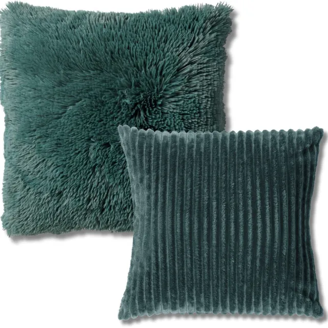 Dutch Decor KUSSENSET - 2-delig - Cosy Layers - 60x60 cm, 45x45 cm - inclusief binnenkussens - groen