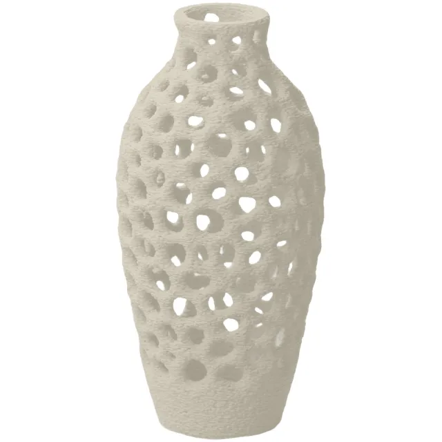 Layvo ULANI Vaas - Crème - D13 x H25 cm - droogbloemen vaas - organische vaas - gerecycled plastic