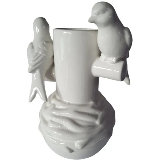 INVOTIS Keramieke vaas met vogeltjes (Invotis) wit