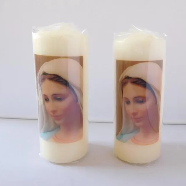Bouwman Kaars stomp Maria van Medjugorje 2 stuks Beige