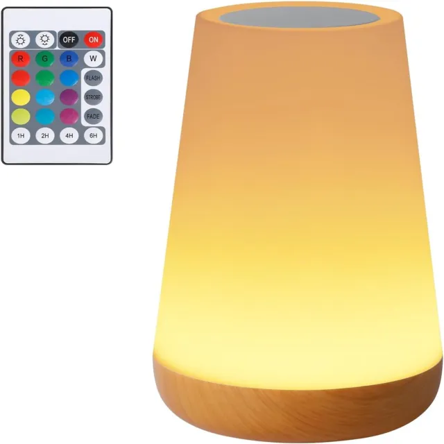 carmdering Nachttischlampe Touch Dimmbar - LED Nachtlicht - Kabellose Tischlampe - 13 Kleuren Instelling - Timing Functie - ABS Kunststof - Oogvriendelijk Licht - Lange Batterijduur - 1 Afstandsbedieningen Bruin