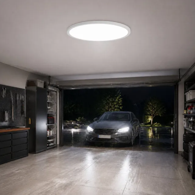 Epochglo LED Plafondlamp met Bewegingssensor - 24W 2400 Lumen, Radarsensor (Microgolf), Ultraplat Design (Ø30cm), Instelbare Timer (30s/60s/180s), 2700K/3000K/4000K/5000K/6500K - IP44 Waterdicht - Wit - Voor Hal, Badkamer, Garage en Berging