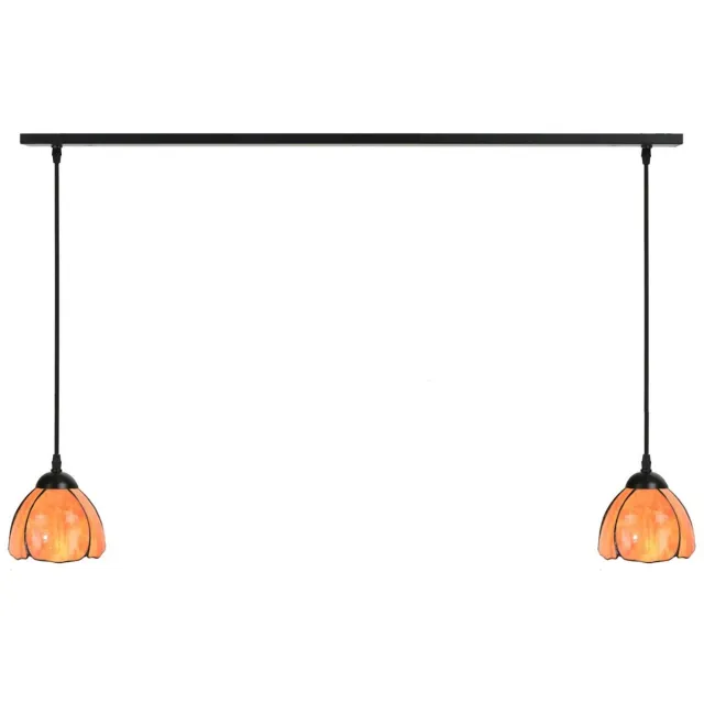 Coloured by Art 2 x Tiffany Tulipa lampen aan plafondbalk - Art Deco Trade Oranje