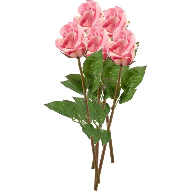 Emerald Kunstbloem Roos Bud tak - 5x - 58 cm - roze - Kunst zijdebloemen