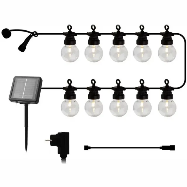 Sirius Lucas Clear Startset Solar en Transformer – Lichtsnoer Buiten 10 lampjes – Tuinverlichting Transparante Lampjes