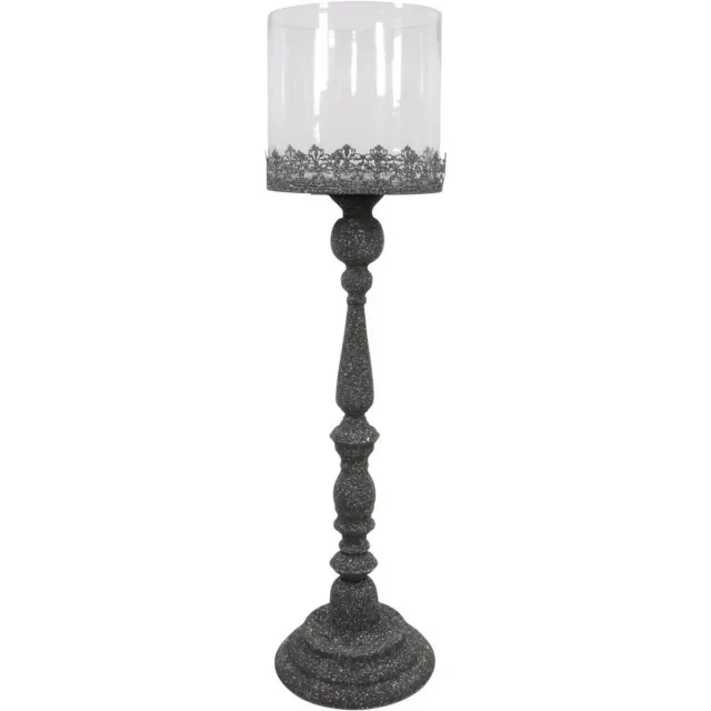 Wilhelmina Windlicht Wilhelmina 17,5x17,5x60cm decoratie grijs bruin lichtgrijs glas