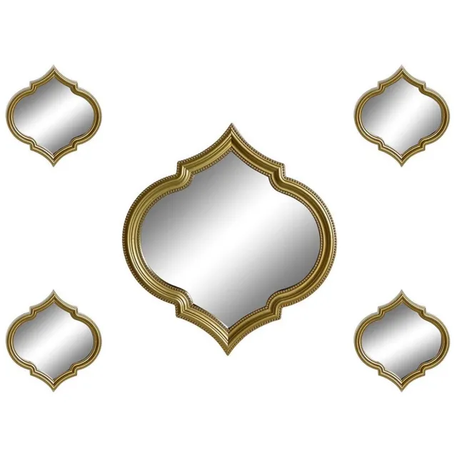 Atmosphera Wandspiegel set Marrakech - 5x stuks - ca 50 cm - goud - kunststof - Oosterse stijl Goudkleurig
