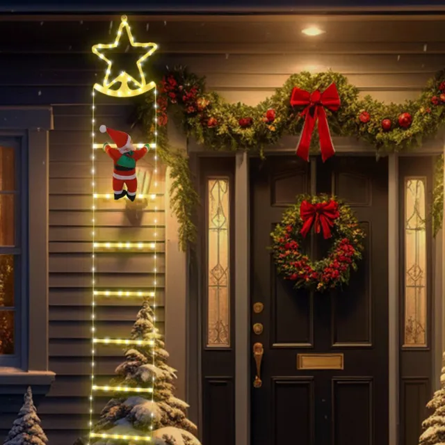 Flintry Kerstman Ladder Lichtsnoer - 3.2 M 295 LED's kerstverlichting met 8 standen Afstandsbediening - 15 Ladders, USB - Kerstman Klimladder voor Binnen Buiten Balkon Kerstboomdecoratie