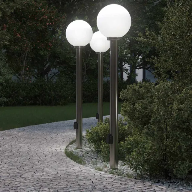 vidaXL Bolderverlichting met sensor en stopcontact 3 stuks 120 cm Zilver