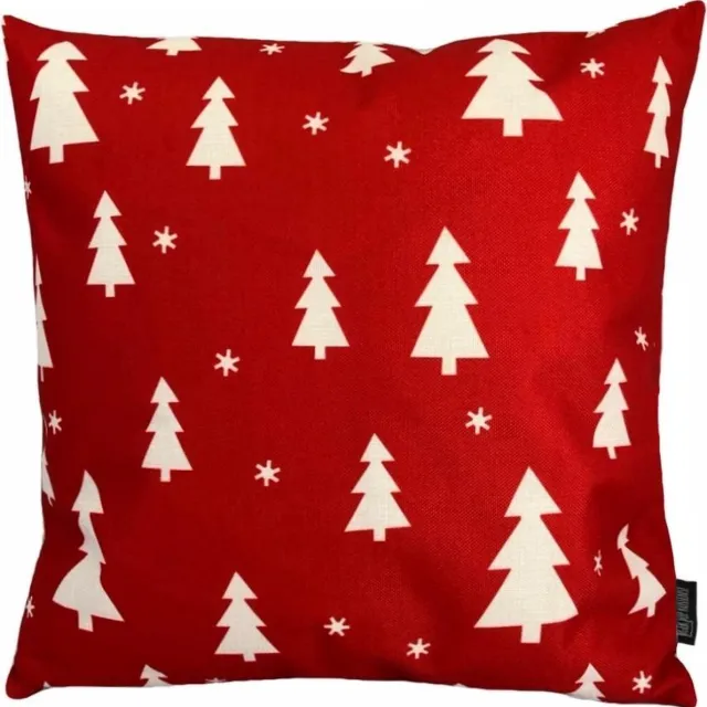 Gek op Kussens! Kerst 'Kerstbomen' Kussenhoes | Katoen / Linnen | 45 x 45 cm rood