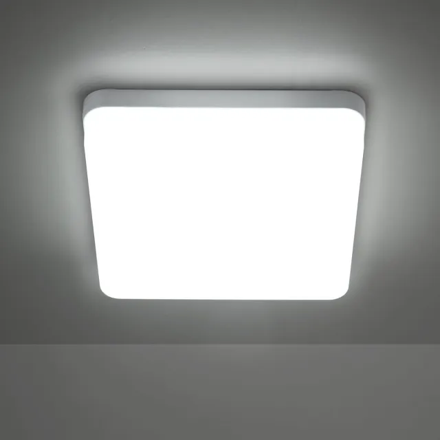 Haobosic LED-plafondlamp voor badkamer, 24W IP44 moderne vierkante LED-plafondlamp, 6500K koel wit, 18 cm White