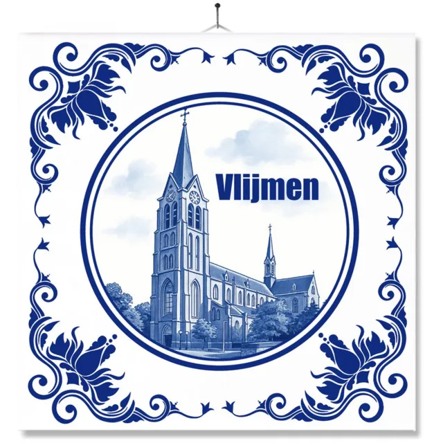 MC Living Tegel Met Opdruk | Vlijmen | Delft Blauw | Cadeau | Inclusief Geschenkdoos | Standaard | Ophangsysteem Multi-Color