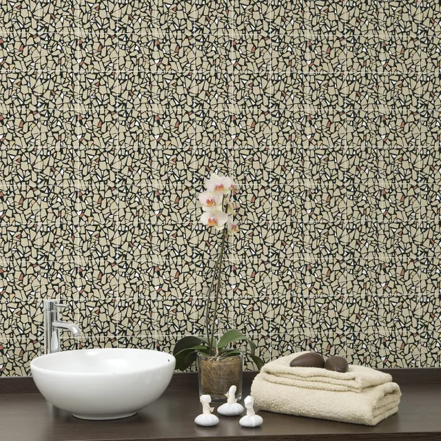 Ambiance Sticker Zelfklevende tegelmuurstickers voor keuken en badkamer - 24 UMBRIE TERRAZZO TEGELSTICKERS - 24 stickers 10x10cm Multi color