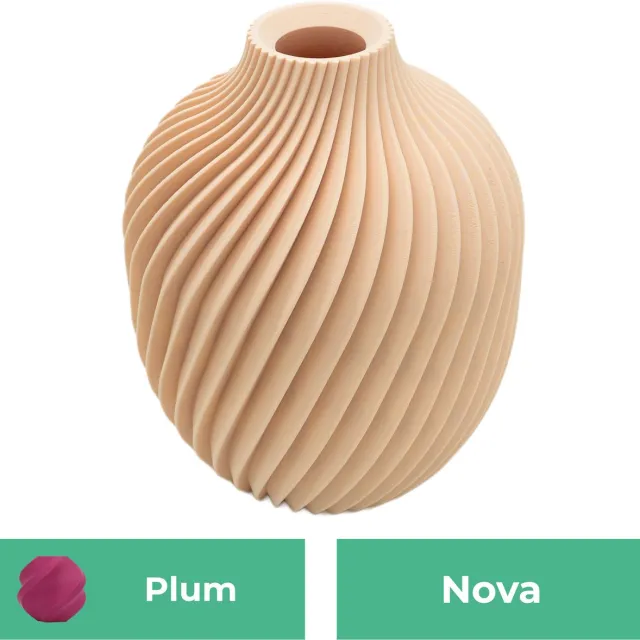Lovora Nova moderne vaas – Decoratieve vaas - Plum - 3d geprinte vaas – geschikt voor droogbloemen - 25CM