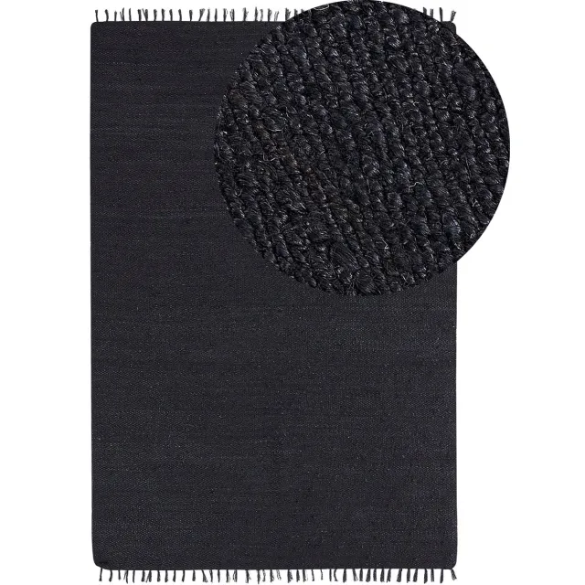 Beliani SINANKOY - Laagpolig tapijt - Zwart - 200 x 300 cm - Jute
