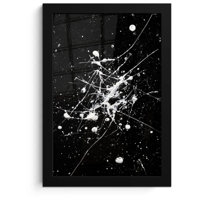 FrameYourWall Poster in lijst - Fotolijst 20x30 cm - Posters - Verfspatten - Wit - Abstract - Explosie - Posterlijst zwart - Decoratie - Wanddecoratie woonkamer - Muurdecoratie slaapkamer
