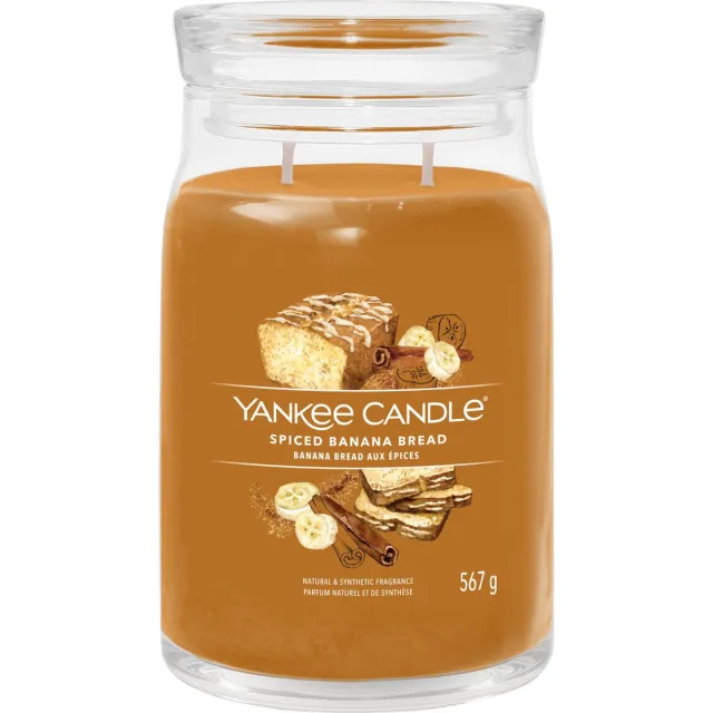 Yankee Candle Spiced Banana Bread Large Jar Geurkaars - 90 branduren - twee lonten Bruin