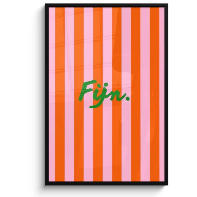FrameYourWall Poster in lijst - Fotolijst 80x120 cm - Posters - Patroon - Oranje - Fijn - Strepen - Posterlijst zwart - Decoratie - Wanddecoratie woonkamer - Muurdecoratie slaapkamer