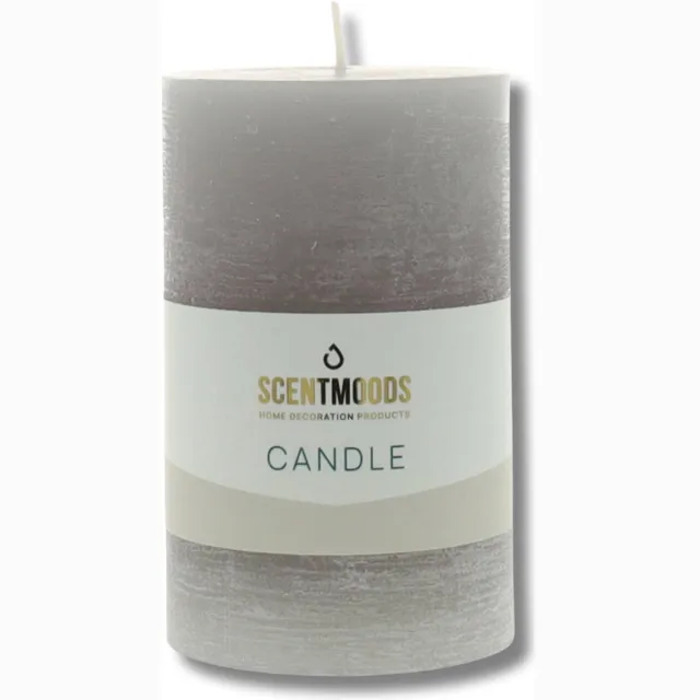 Scentmoods Rustieke kaars - Grijs - Stompkaars - 6,3x10cm