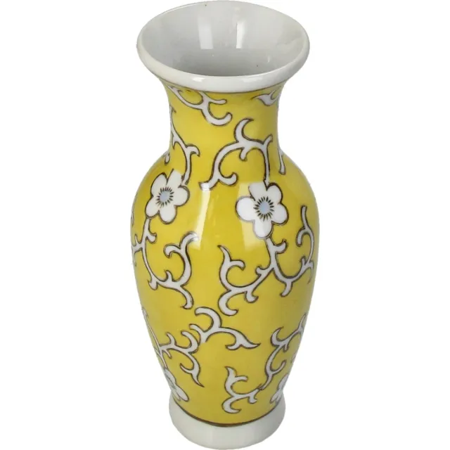 HD Collection Vaas Porselein Geel 8x8x18,5cm Yellow