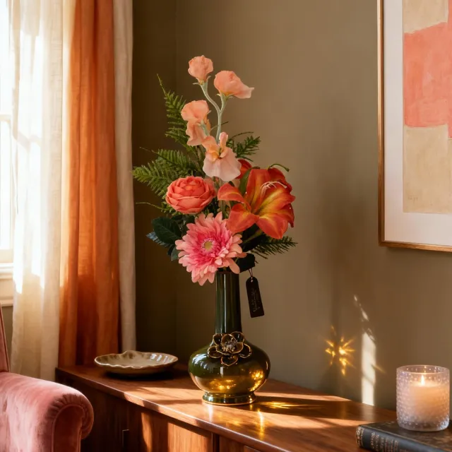 maxifleur Kunstplanten Handgebonden Kunstboeket Aria Venice 45cm Oranje