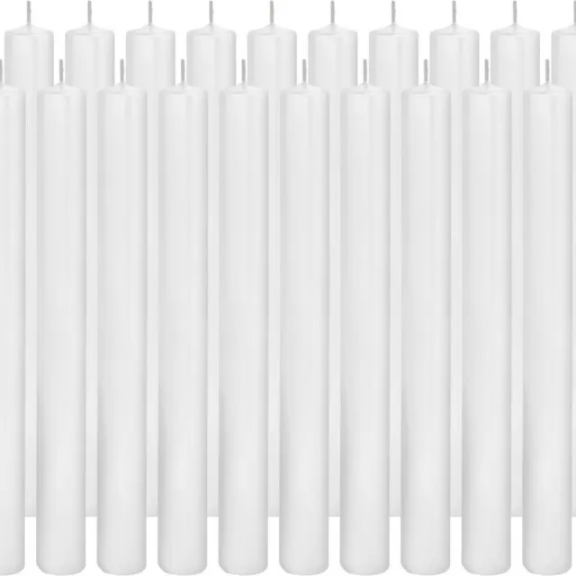 Trend Candles Dinerkaarsen wit - 20x - 25 cm - 14 branduren - Geurloze kaarsen - Rechte tafelkaarsen/kandelaarkaarsen