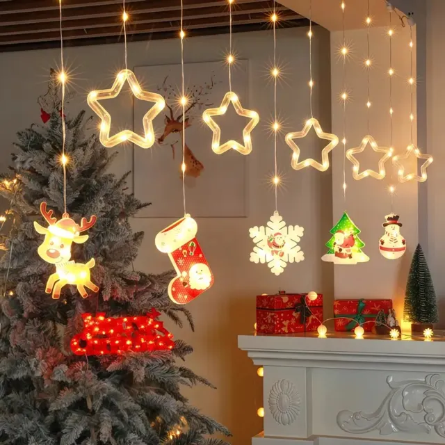 Daity LED-kerstverlichting met 8 standen - Multifunctionele USB-gordijnverlichting - Kerstversiering, vakantiecadeaus, feestopstellingen (met afstandsbediening)
