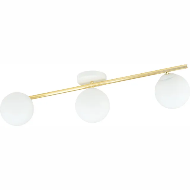 Emibig Design plafondlamp 3x E14 wit met messing en melkglas bollen - Perfect voor een stijlvolle ambiance