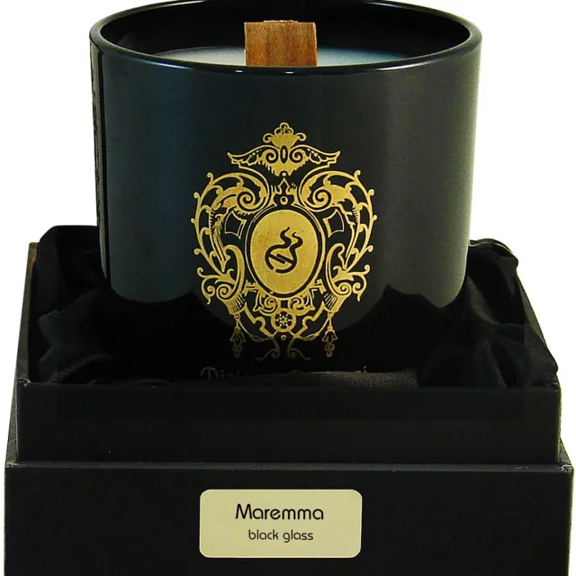 Tiziana Terenzi Maremma Scented Candle In Black Glass 170 G (unisex) Zwart met goudkleurige details