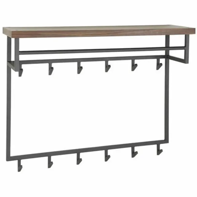 Industrieel In Huis Luxe Wandkapstok Industieel 12 Haken - Kapstok Hout Hangend - Kapstokhaak 12x - Deurkapstok Opdekdeur - Hangende Wandkapstok Industrieel & Zilver Metaal Landelijk - Kapstokken Industrieel Staand (100 cm x 30 cm x 80 cm)