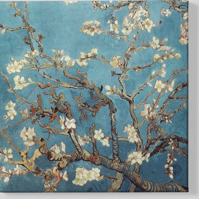Trendex Global Canvas Schilderij - Amandelbloesem - Van Gogh - 100x100x2 cm Turkoois