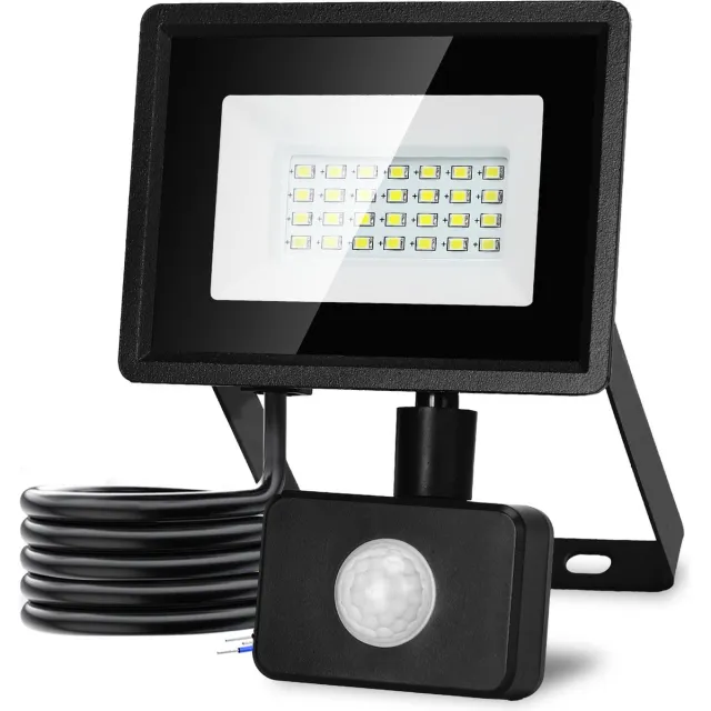 Aigostar 10LI0 - LED Schijnwerper Met bewegingssensor - 20W - IP65 Waterdicht - Buitenlamp - 6500K - Floodlight - Bouwlamp - Zwart