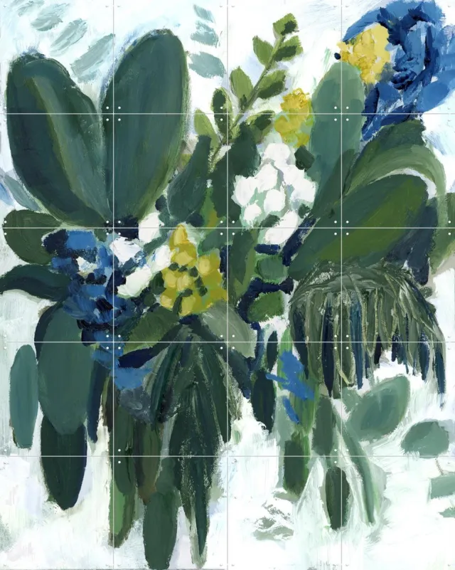 IXXI Blue Dream Floral, Green Barn Studio - 80 x 100 cm - Grote wanddecoratie en posters - Abstract, Klassiek, Olieverf, Kleurrijk, Slaapkamer Groen