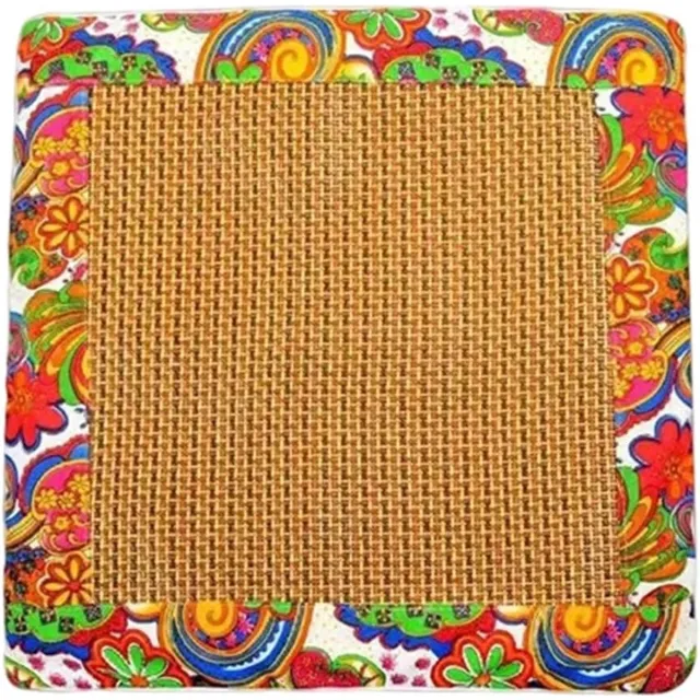 SNQ Zitkussen – Koelend matkussen – 42×42 cm – Lichaamsmassageset – Koelend zitkussen – Rotan – Ademend kussen voor kantoor en thuis – Met patroon Multicolor