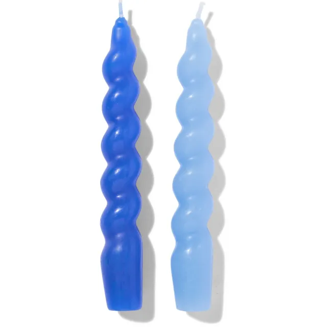 HEMA Korte huishoudkaarsen gedraaid - 2 stuks (blauw)
