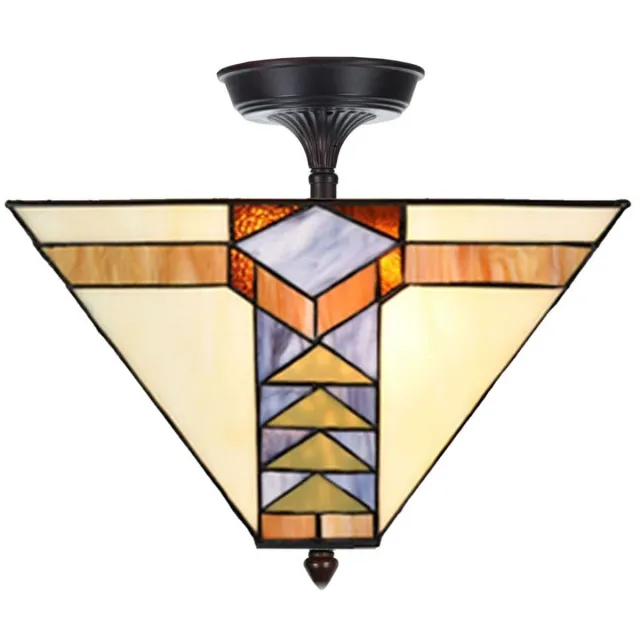 Coloured by Art Tiffany Verlengde Plafonnière Pyramide - Art Deco Trade Lichtblauw