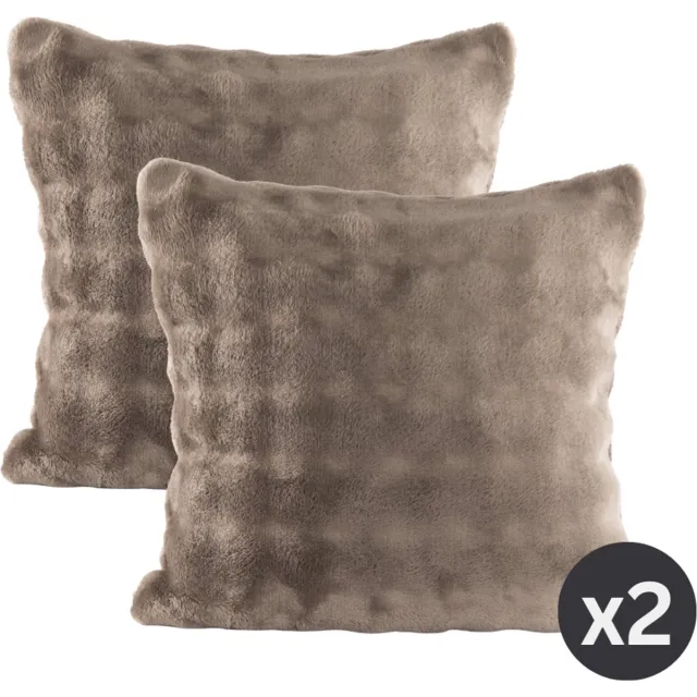 Tiseco Kussen WAVE (gevuld) - SET/2 - fleece - 45x45 cm, taupe