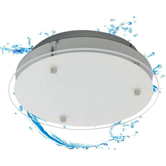 Trango Moisture Room IP44 LED Plafondspot 3101 voor Badkamer 3-Traps Dimbaar *EVA* incl. 12 Watt 3000K warm witte LED Module - Design Kristallen Effect Glazen Lampenkap, Plafondlamp, Wandlamp, Badkamerlamp Weiß