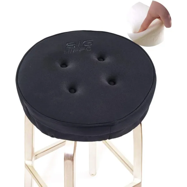 Big Hippo Zitkussen, rond, traagschuim, rond zitkussen voor stoelen, zacht stoelkussen, verhoogd zitcomfort, barkruk, zitkussen, geschikt voor thuis, bar, auto, kantoor en alle stoelen Zwart