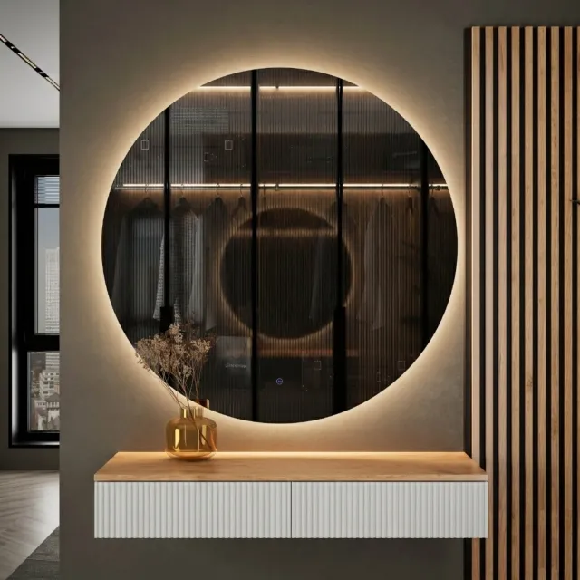 Planetmöbel LED Spiegel NOVA 100 cm Rond Dimbaar met Touch Zilver