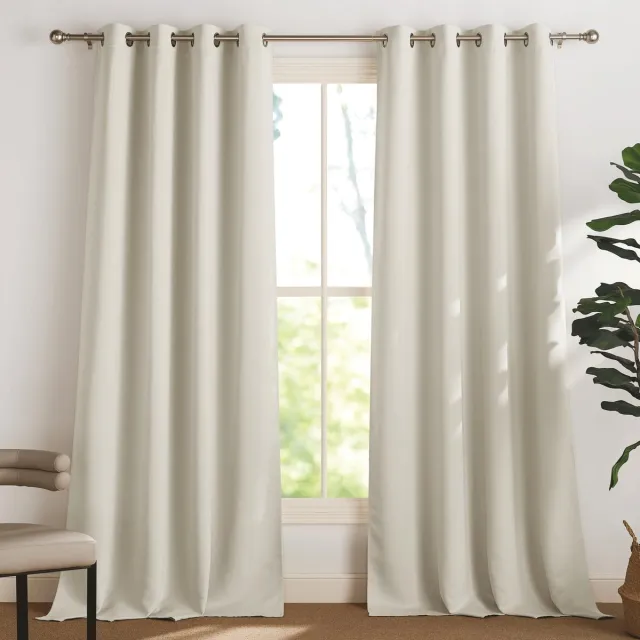Unyqoos Lichtbeige verduisteringsgordijnen met thermische isolatie set van twee voor woonkamer